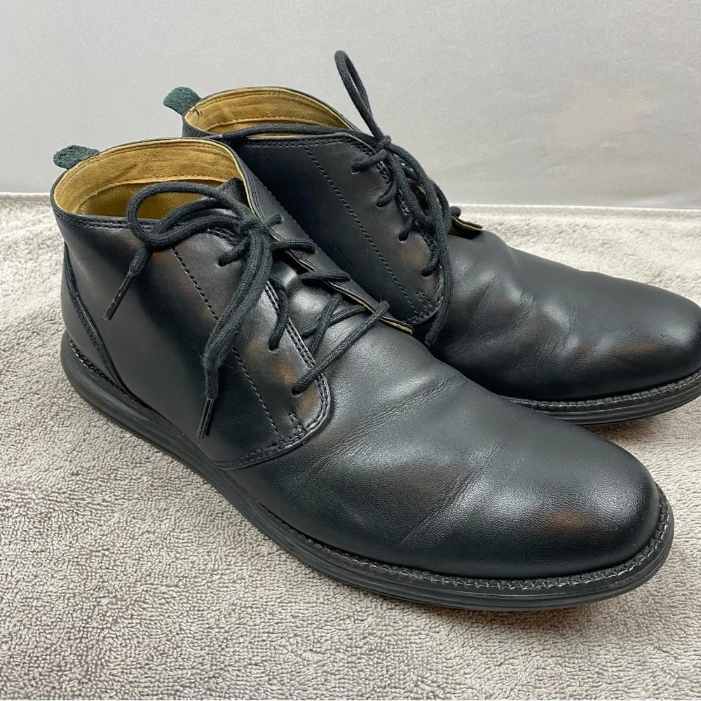 Cole Haan Original Grand Leather Lace Up Chukka Boots Mens Size 9M Black Casual
